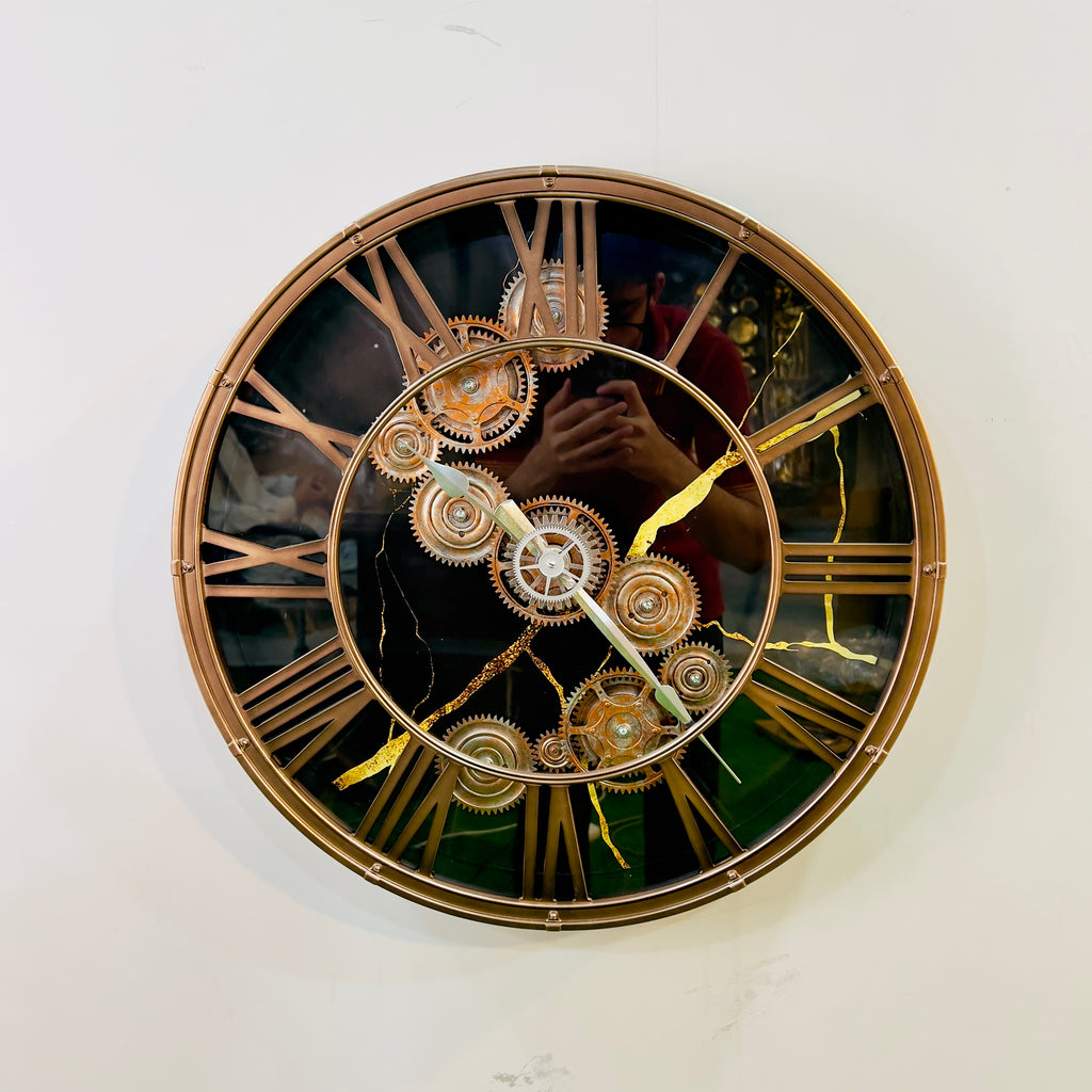 Luxury Skeleton Gear Wall Clock – Roman Numeral Design-WC12