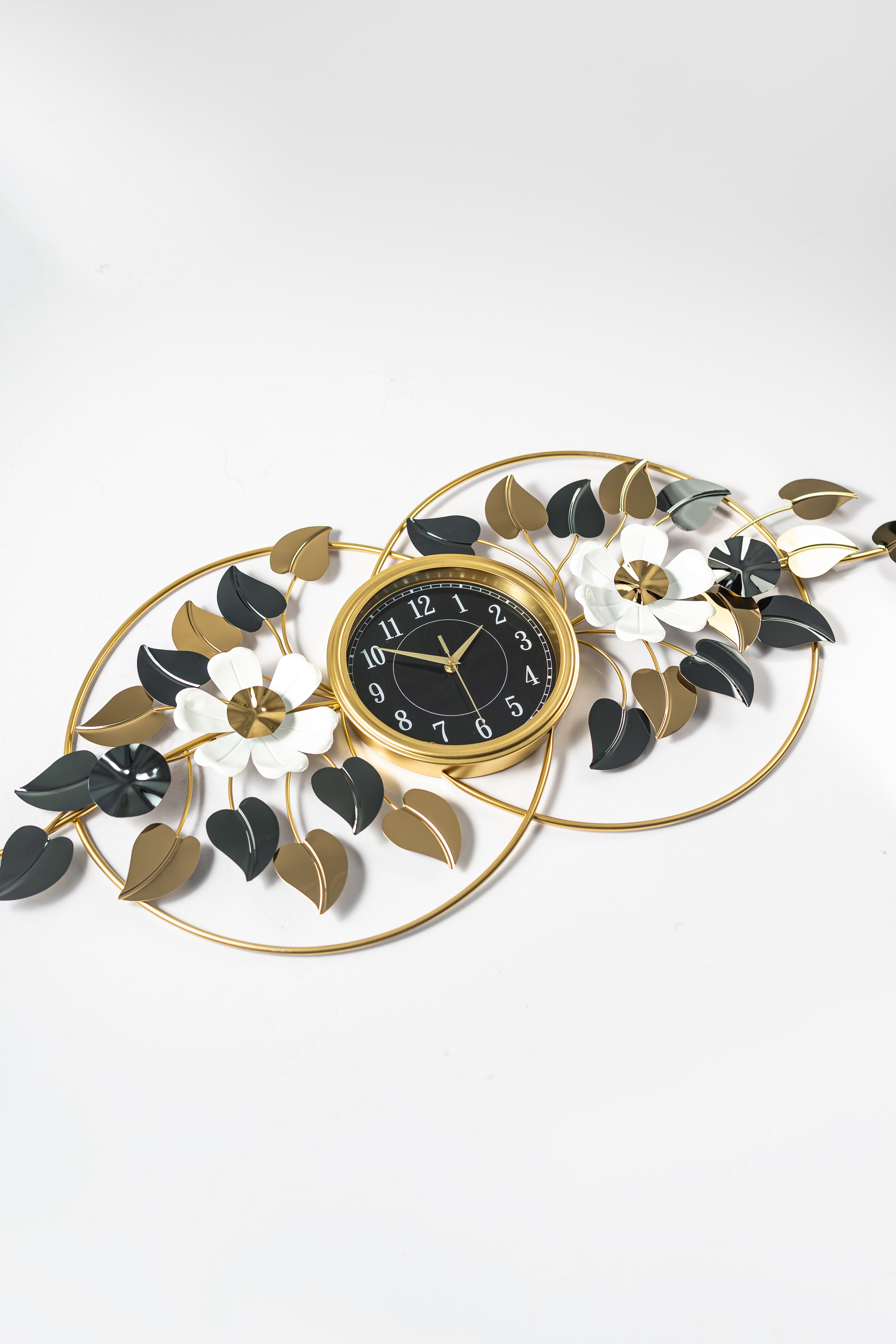 Midnight Bloom Decorative Gold-Framed Infinity Wall Clock-WC9