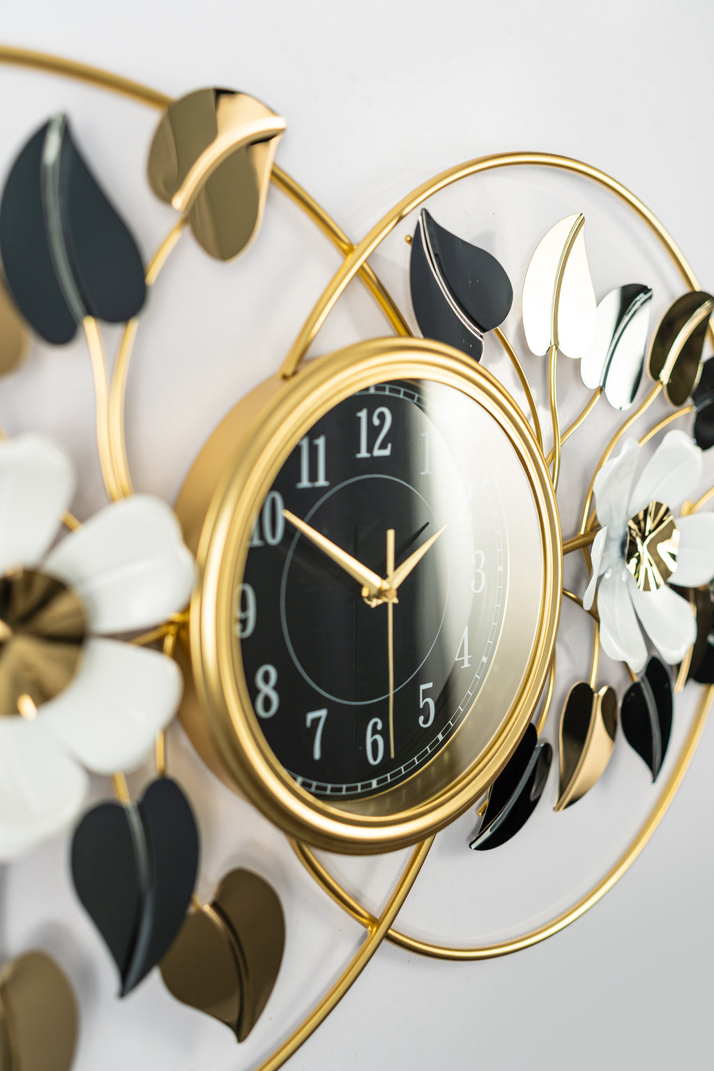 Midnight Bloom Decorative Gold-Framed Infinity Wall Clock-WC9