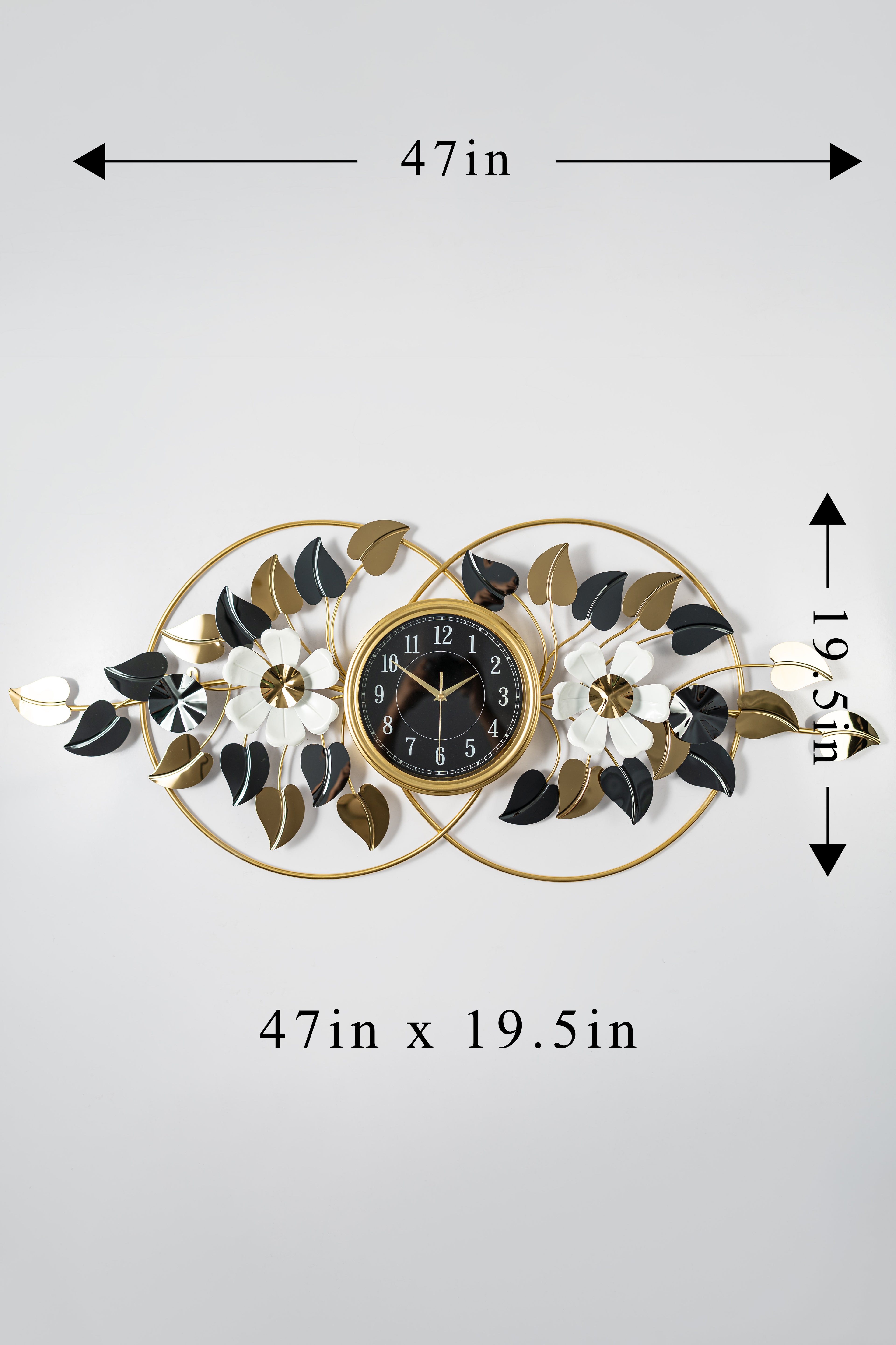 Midnight Bloom Decorative Gold-Framed Infinity Wall Clock-WC9