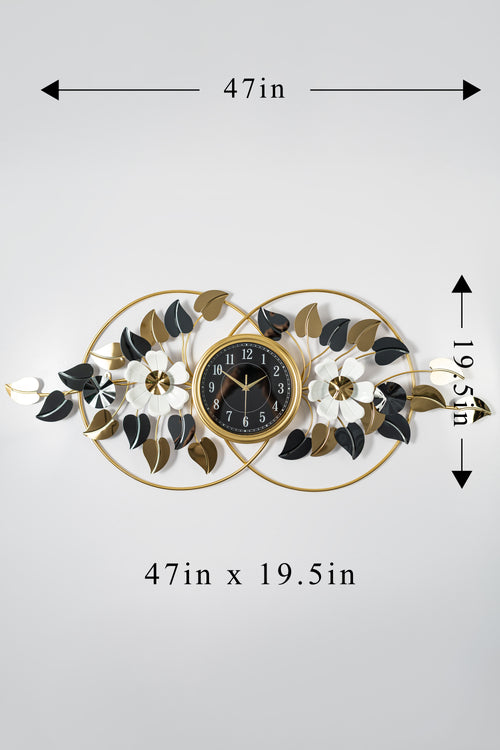 Midnight Bloom Decorative Gold-Framed Infinity Wall Clock-WC9