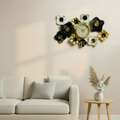 Gold Midnight Bloom Wall Clock – Abstract Floral Wall Art-WC3