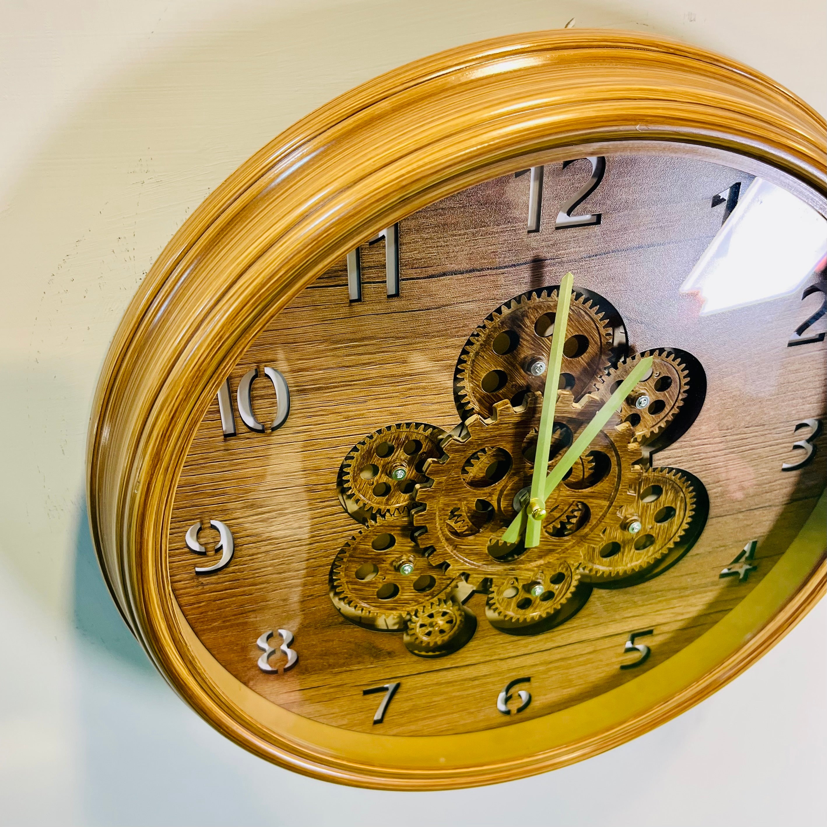 Rustic Wooden Gear Wall Clock – Vintage Silent Decorative Wall Décor-WC7