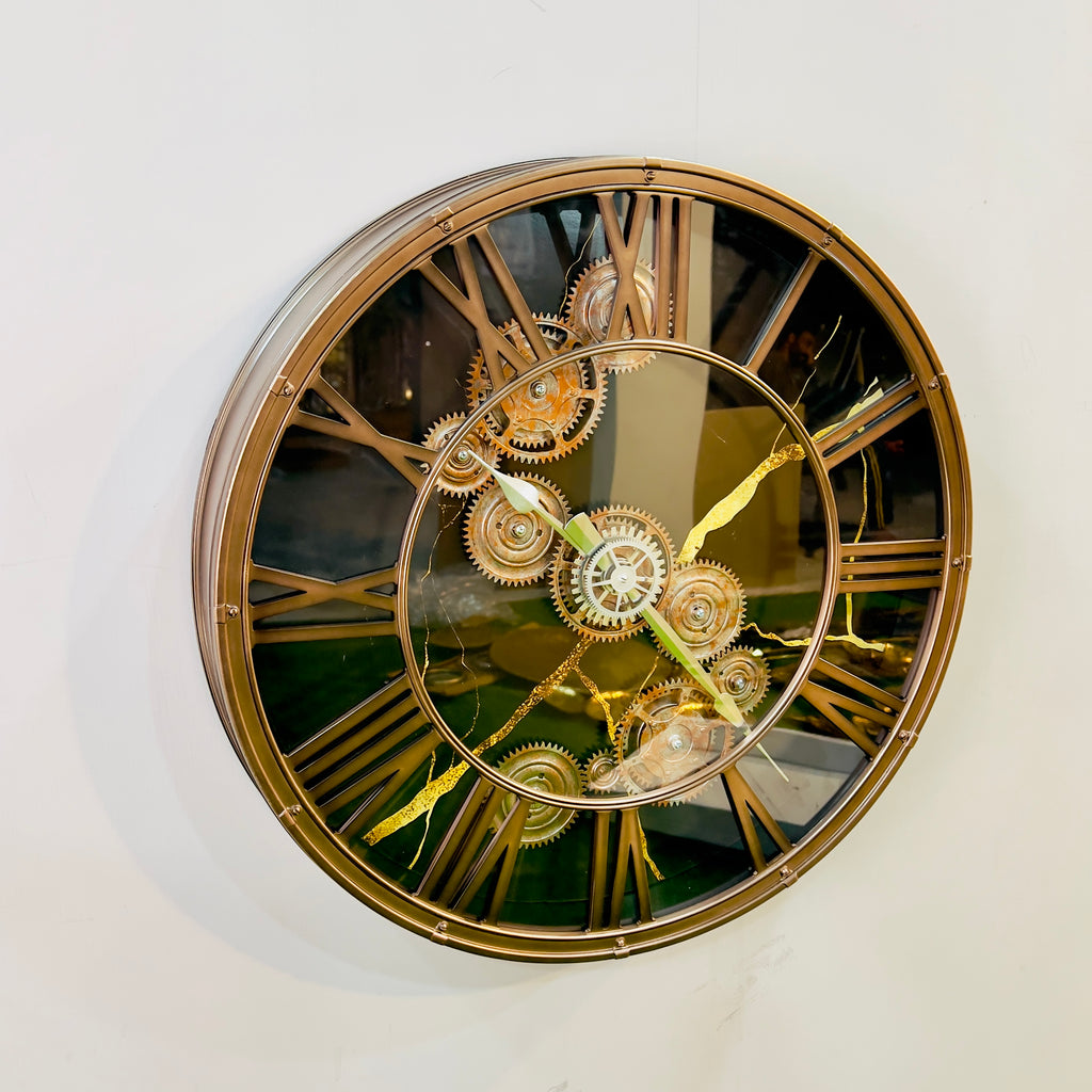 Luxury Skeleton Gear Wall Clock – Roman Numeral Design-WC12