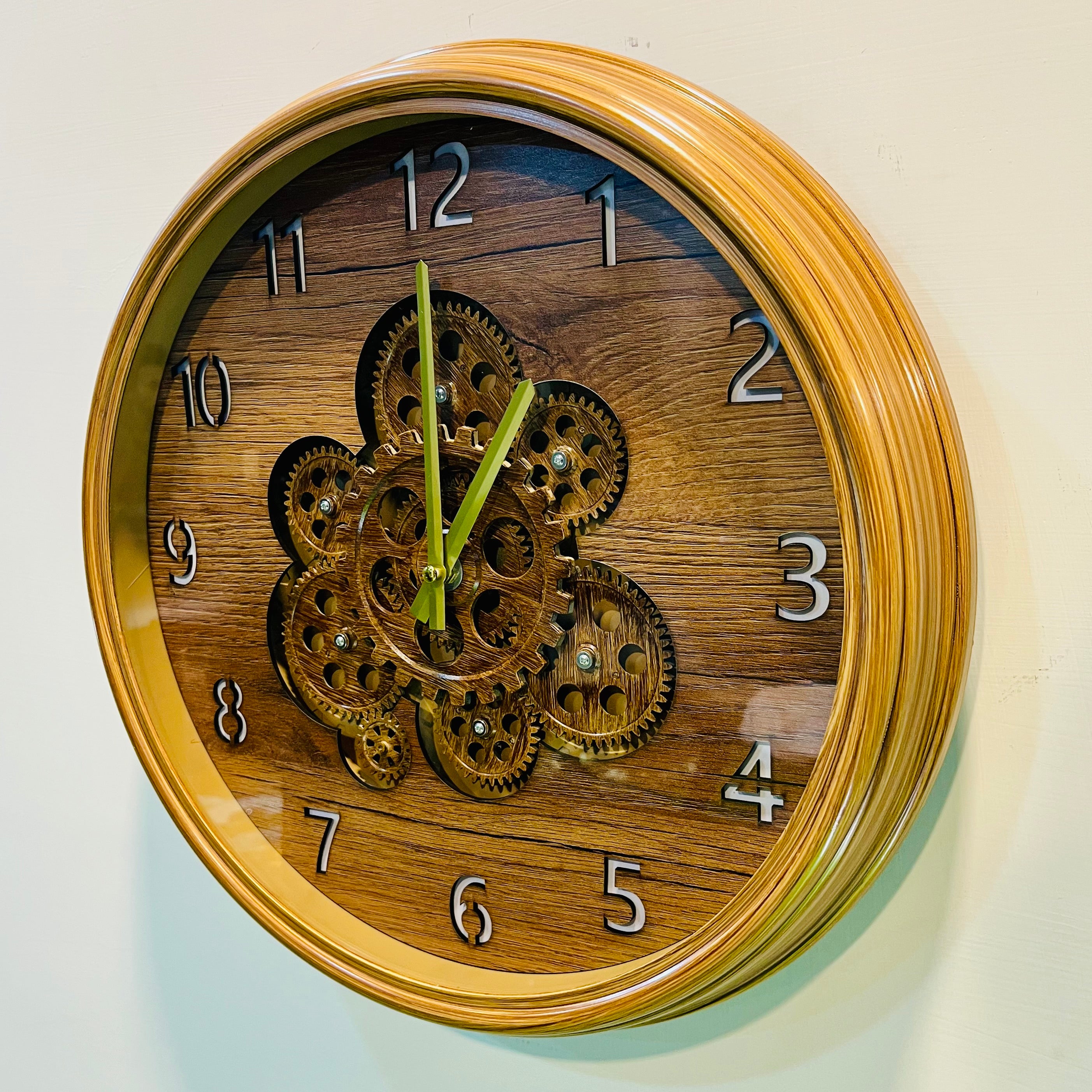 Rustic Wooden Gear Wall Clock – Vintage Silent Decorative Wall Décor-WC7