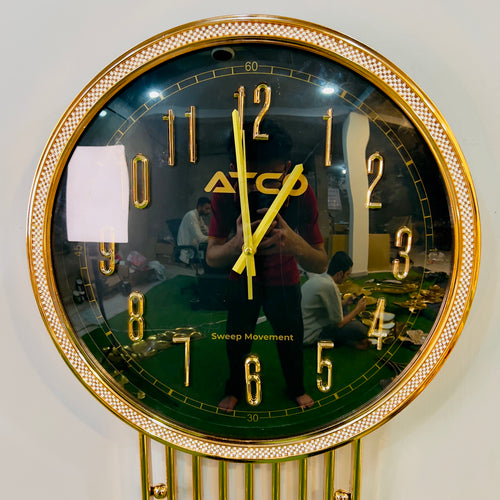 Regal Gold and Black Handcrafted Wall Clock with Geometric Rod Accents-WC5