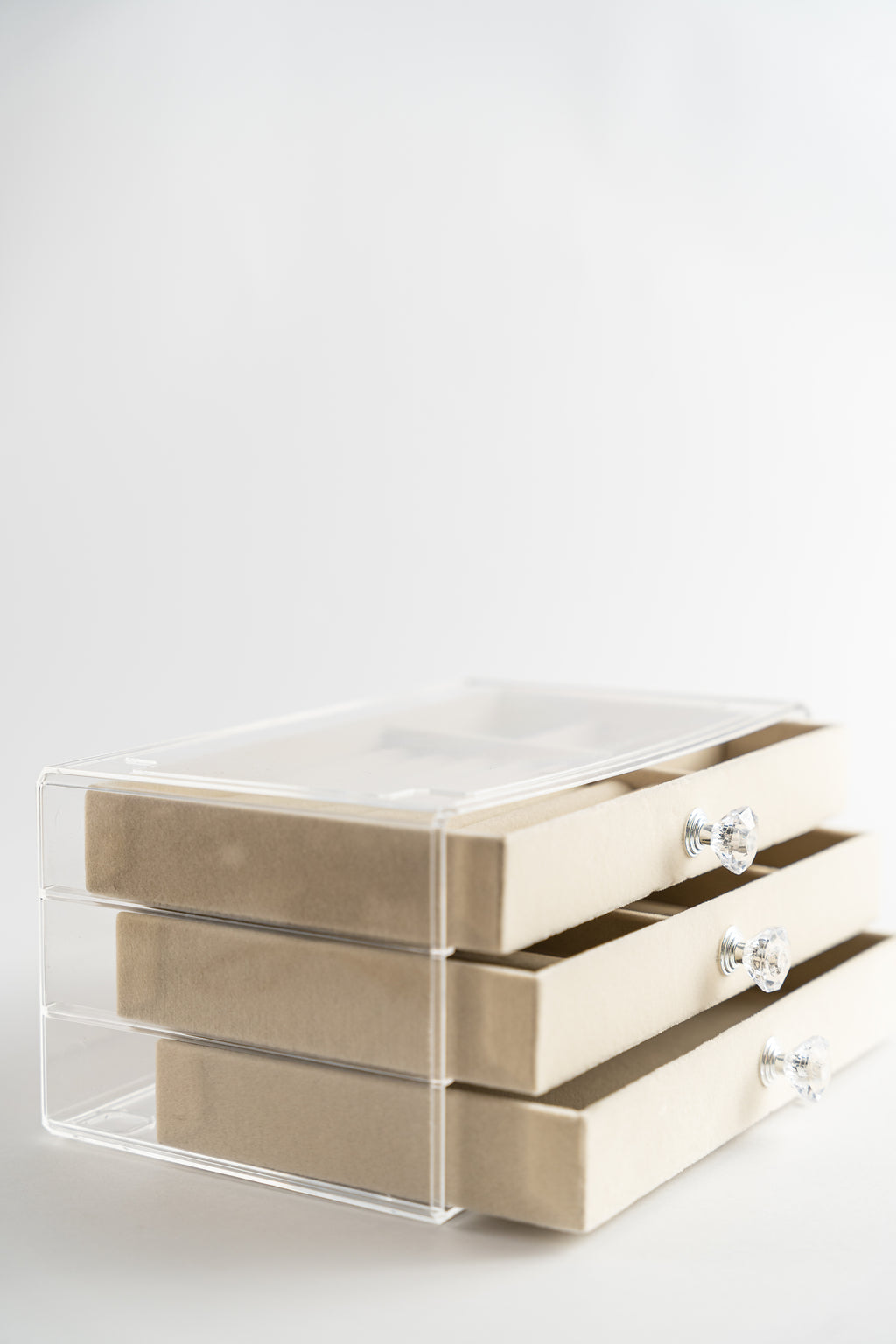 Beige Velvet Jewelry Organizer