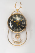 Luxury Deer Antler Pendulum Wall Clock – Gold & Black-WC2