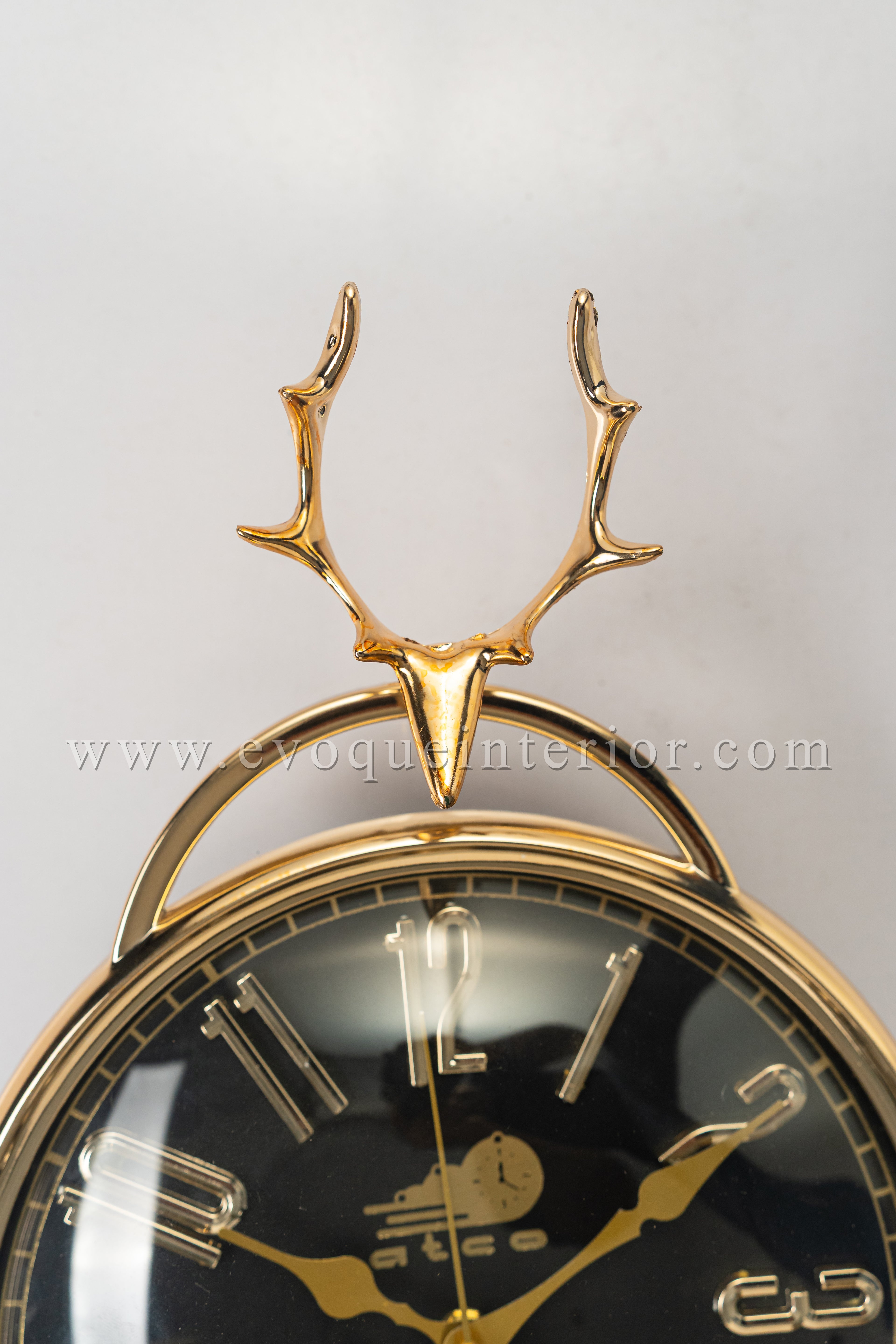 Luxury Deer Antler Pendulum Wall Clock – Gold & Black-WC2