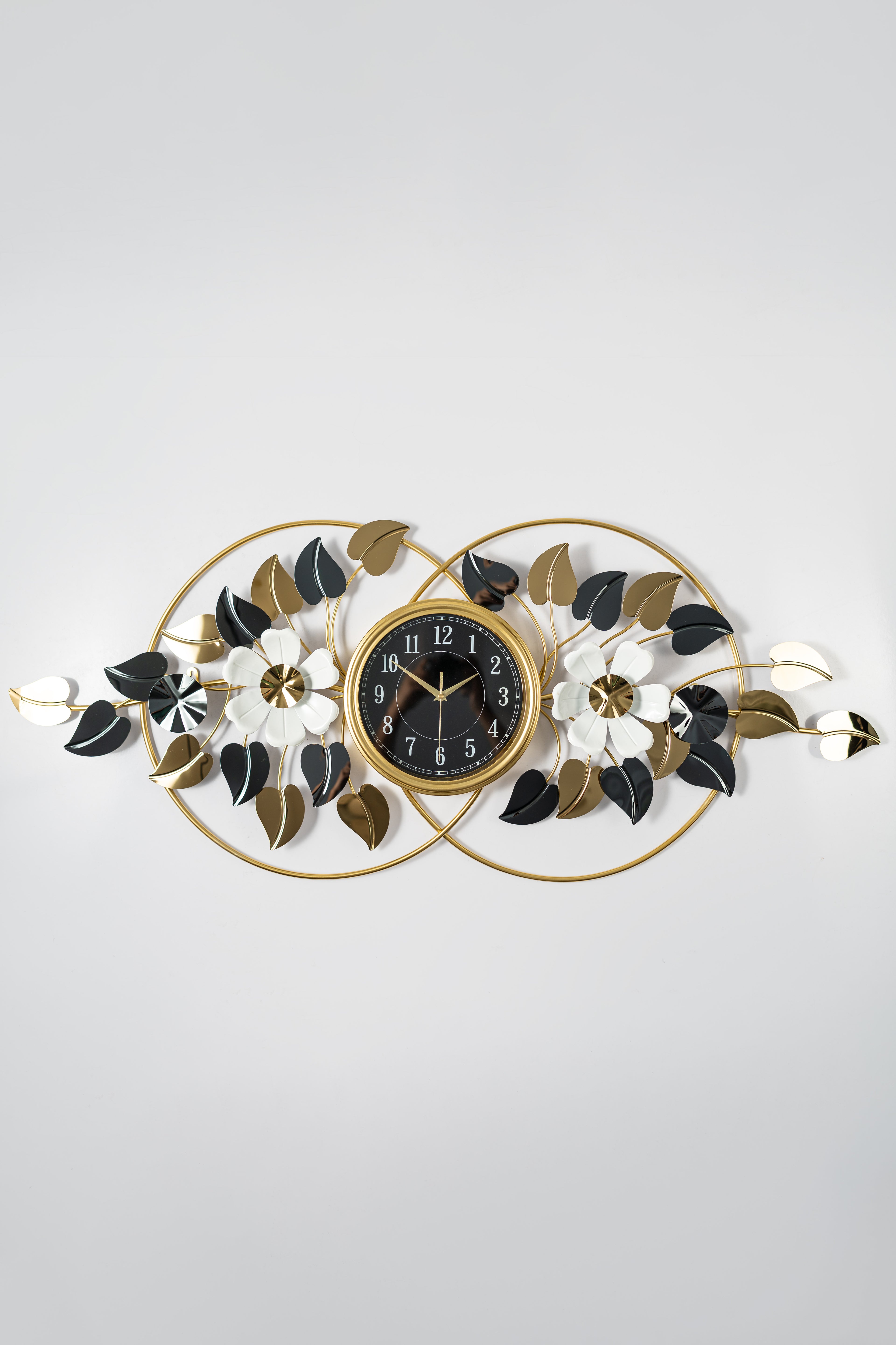 Midnight Bloom Decorative Gold-Framed Infinity Wall Clock-WC9