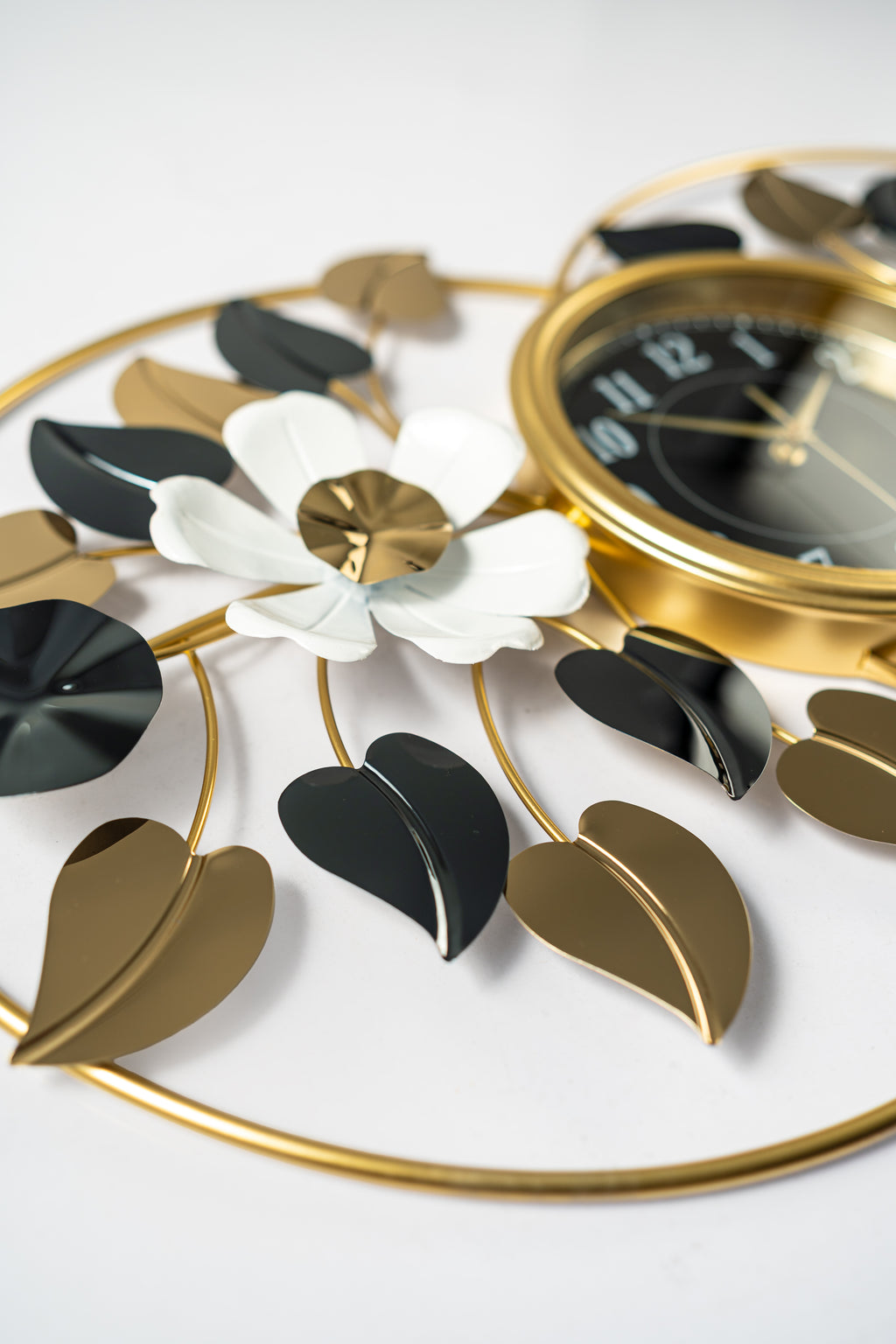 Midnight Bloom Decorative Gold-Framed Infinity Wall Clock-WC9