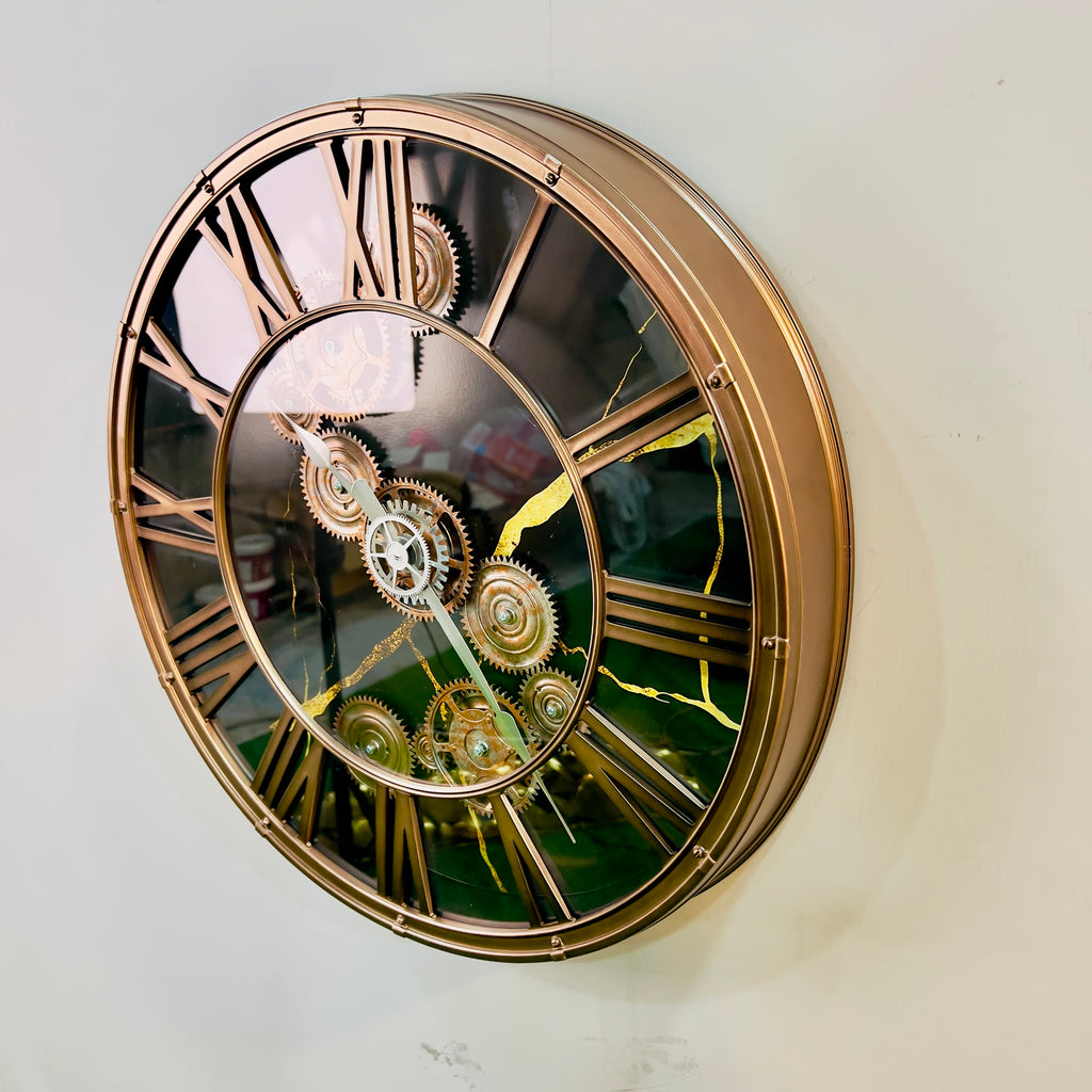 Luxury Skeleton Gear Wall Clock – Roman Numeral Design-WC12
