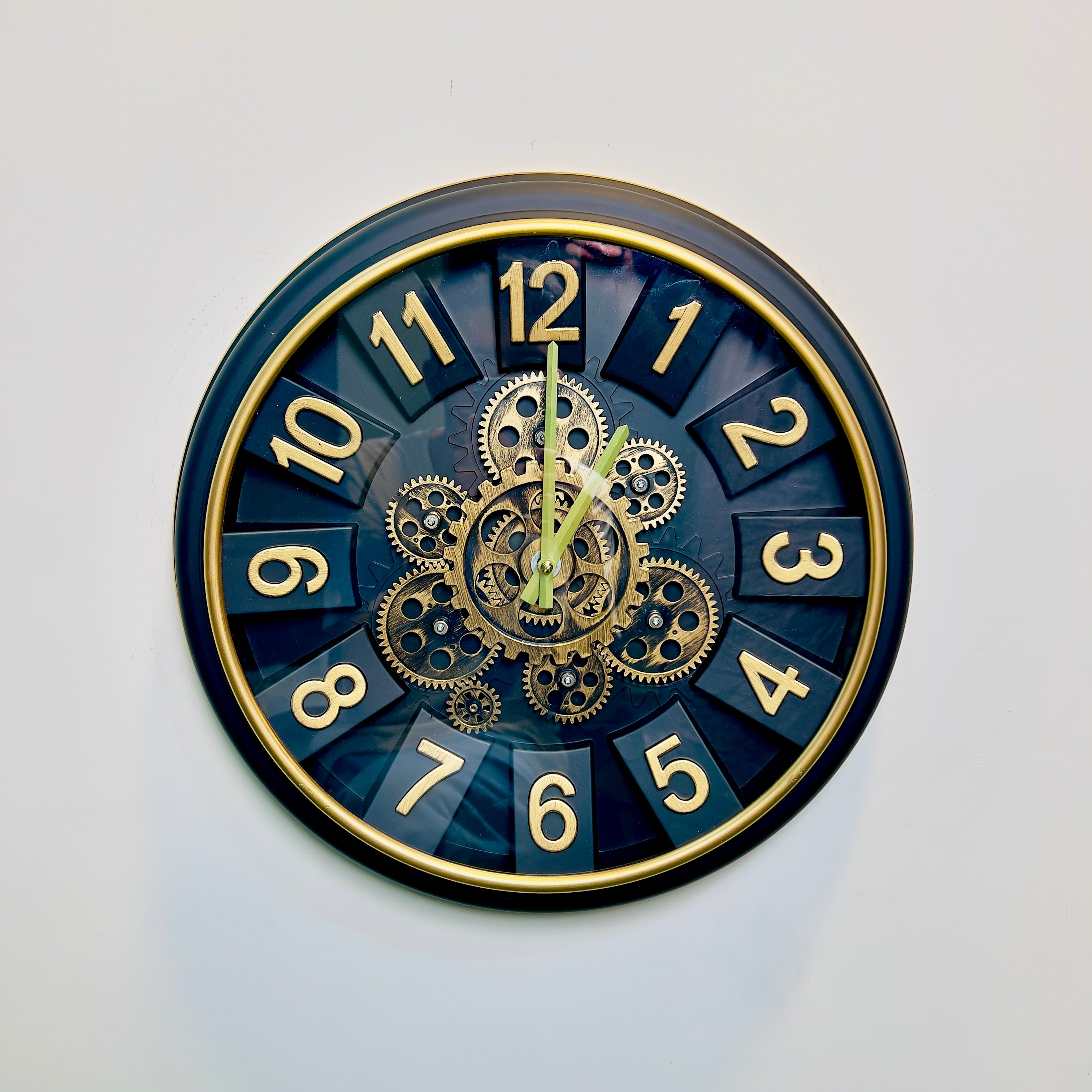 Vintage Gear Wall Clock – Black & Gold Skeleton Design Decorative Timepiece-WC8