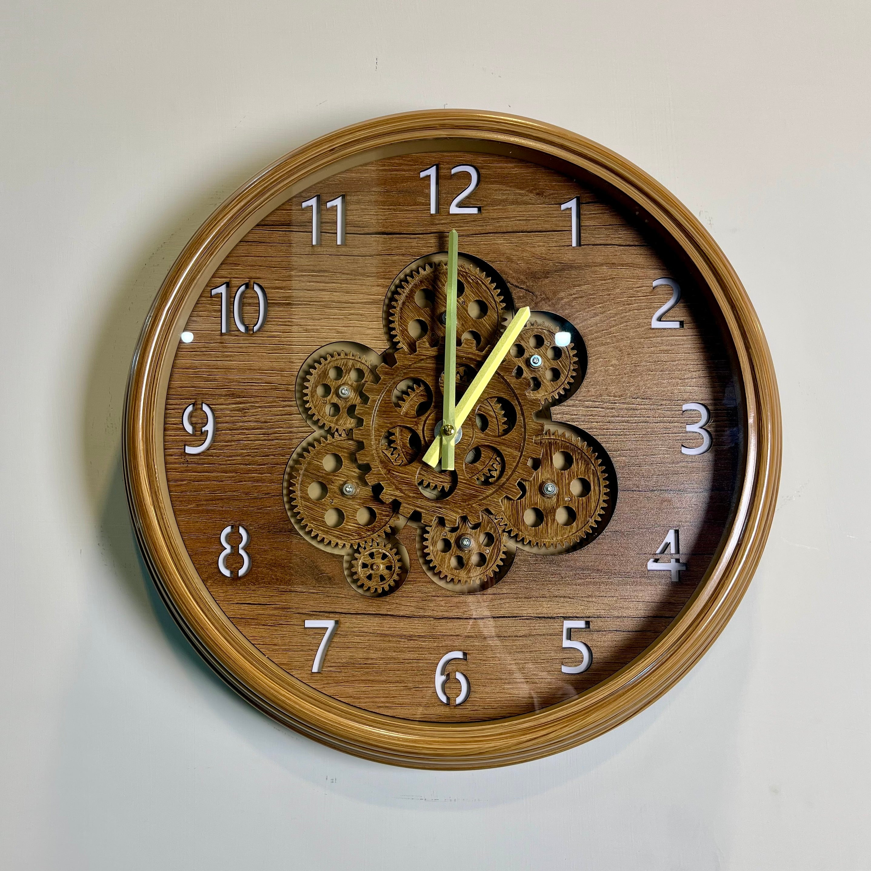 Rustic Wooden Gear Wall Clock – Vintage Silent Decorative Wall Décor-WC7