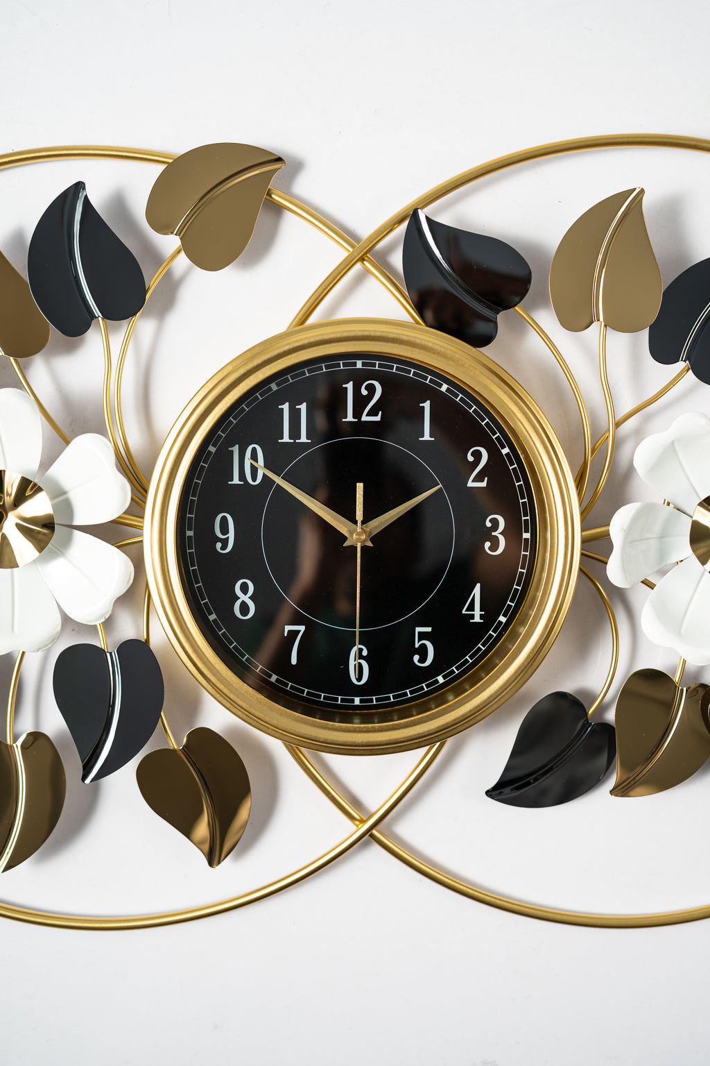 Midnight Bloom Decorative Gold-Framed Infinity Wall Clock-WC9