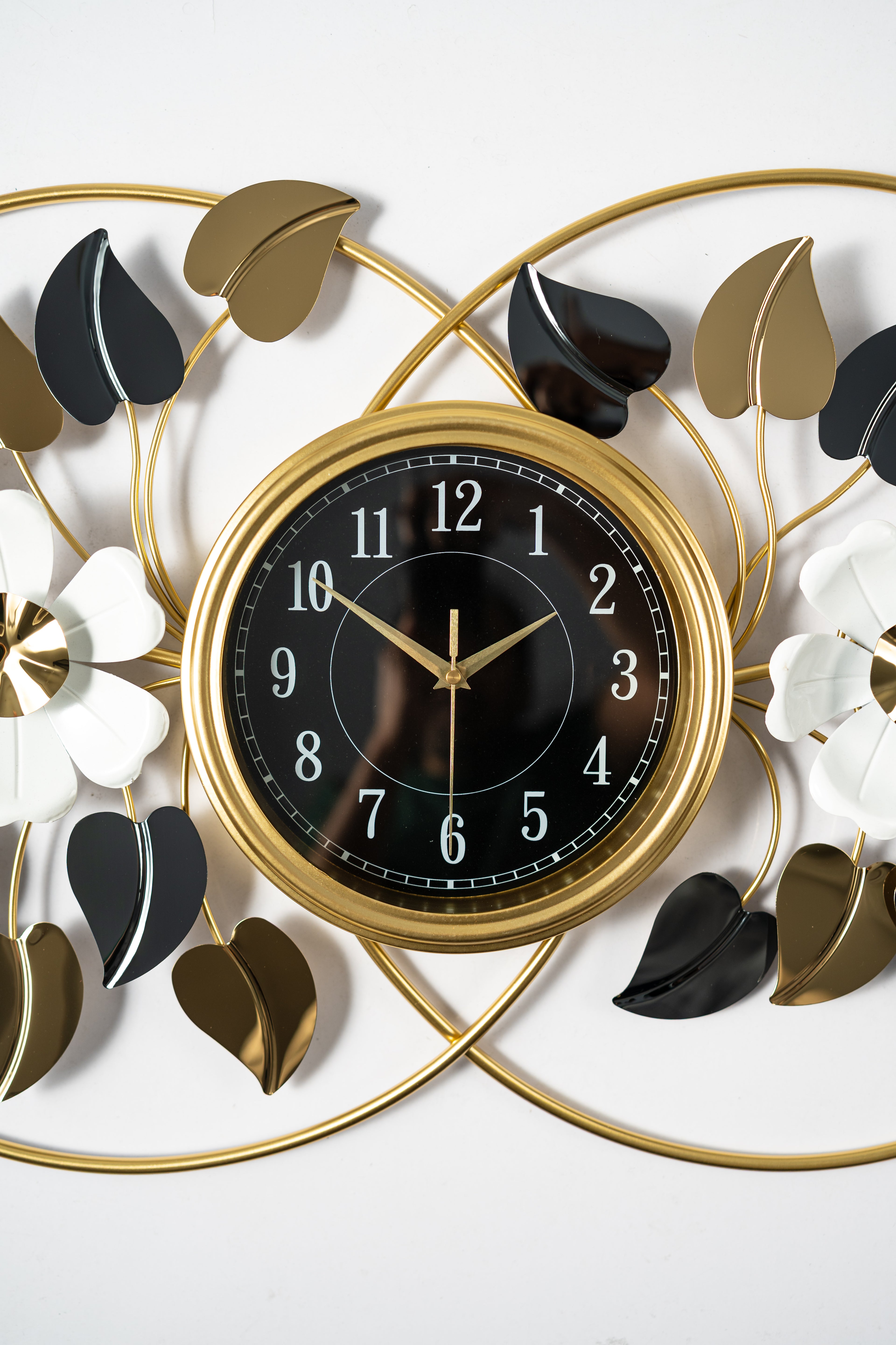 Midnight Bloom Decorative Gold-Framed Infinity Wall Clock-WC9