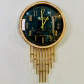 Regal Gold and Black Handcrafted Wall Clock with Geometric Rod Accents-WC5
